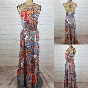 She Star Multi Tier Boho Halter Style Maxi